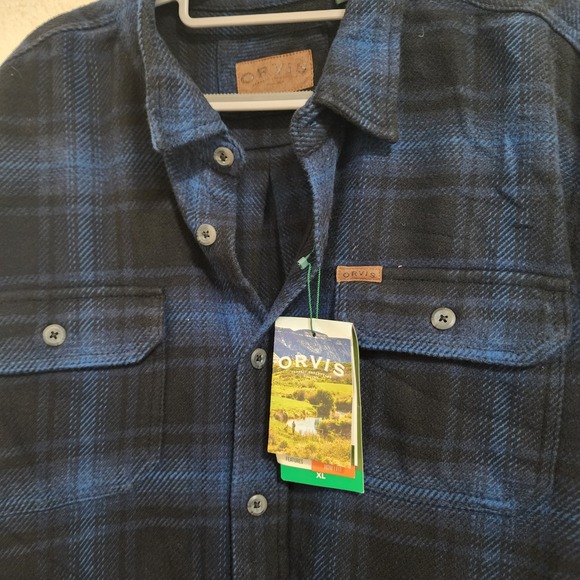 Orvis Classic Collection Men's XL Flannel Shirt Blue Plaid New with Tags - Picture 2 of 7